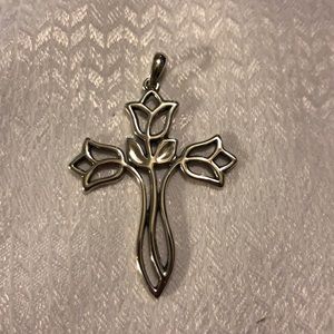 RETIRED - James Avery Tulip  Cross Pendant